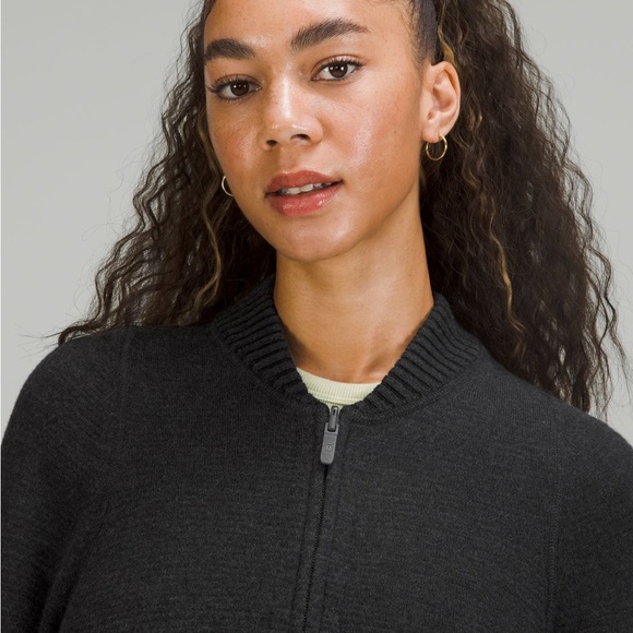 Lululemon reversible double knit zip-up sweater black grey sage - Picture 4 of 10